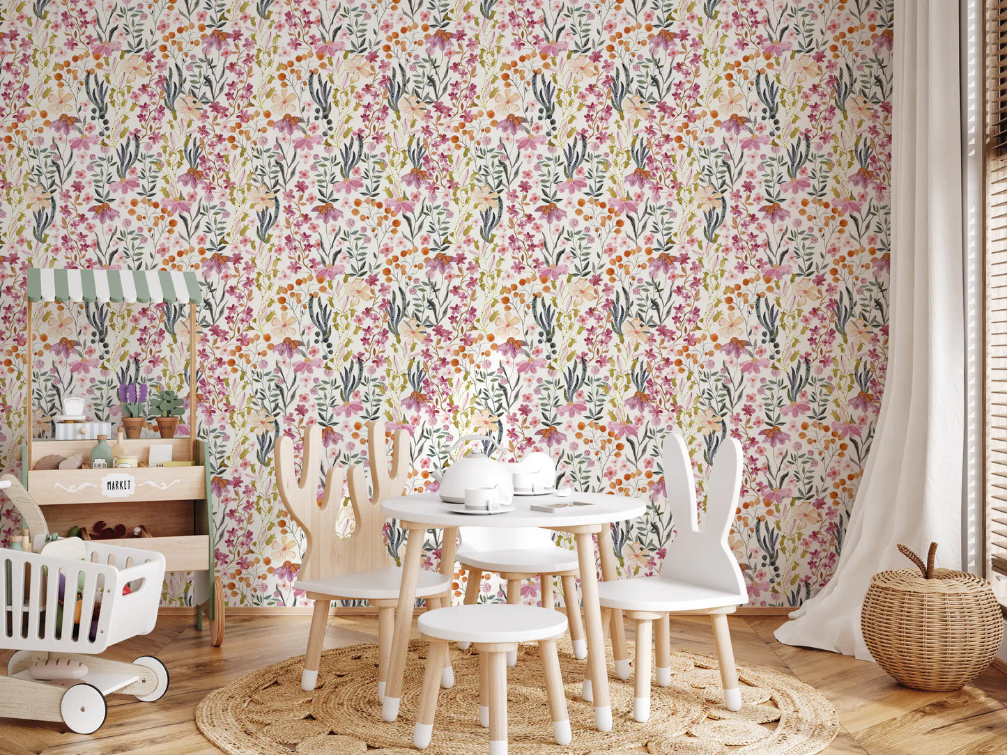 Watercolor Meadow Blooms Wallpaper⁠