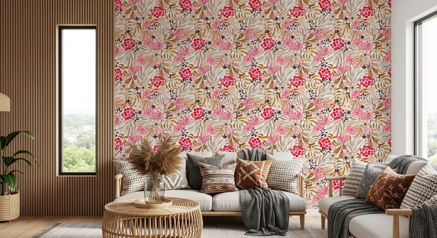Modern Whimsical Berry Garden Wallpaper⁠