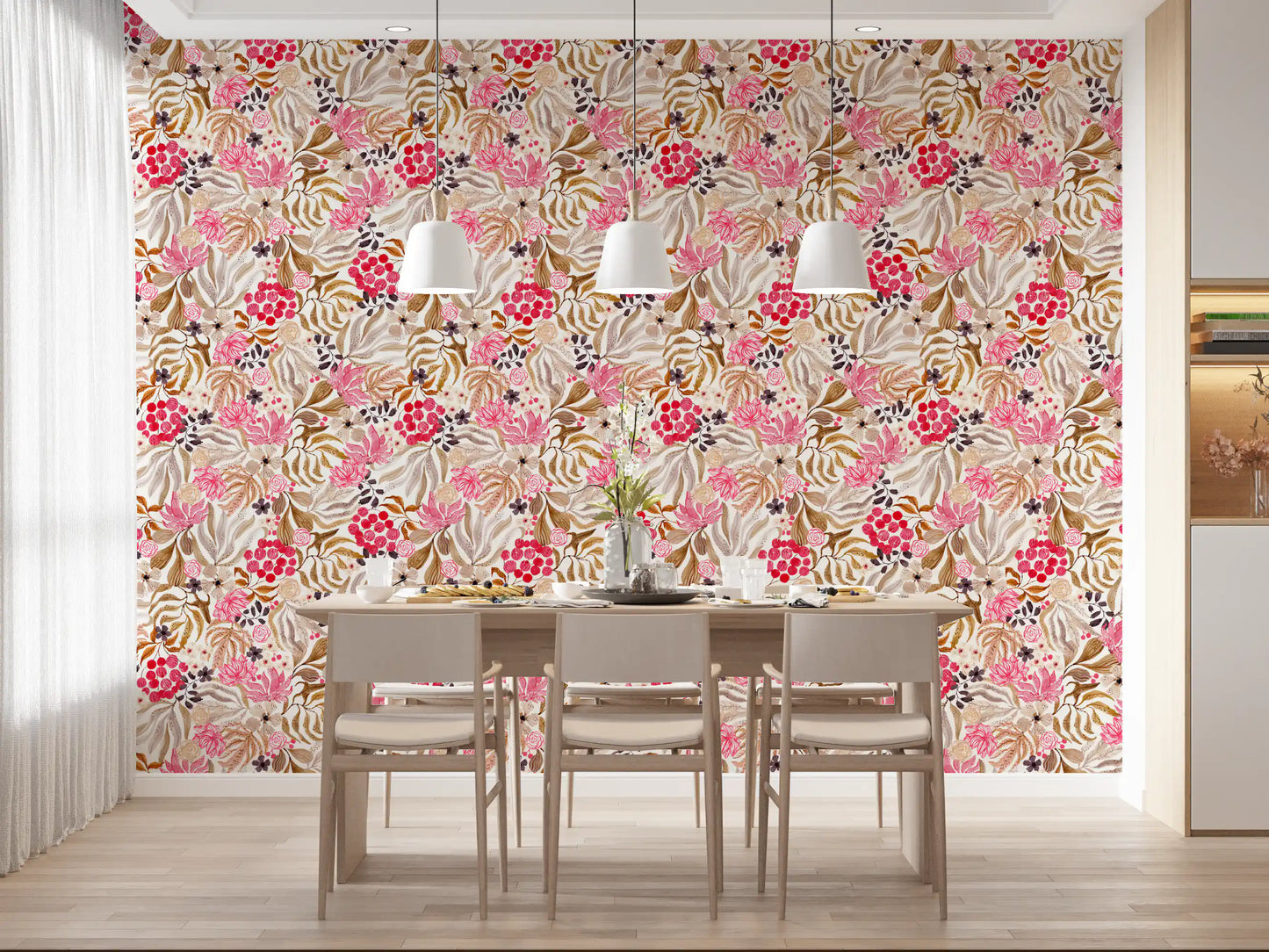 Modern Whimsical Berry Garden Wallpaper⁠