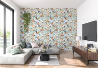 Soft Sage and Blue Meadow Pattern Wallpaper⁠
