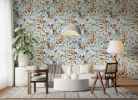 Soft Sage and Blue Meadow Pattern Wallpaper⁠