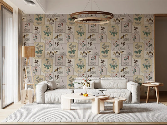 Botanical Winter Specimen Herbarium Wallpaper⁠