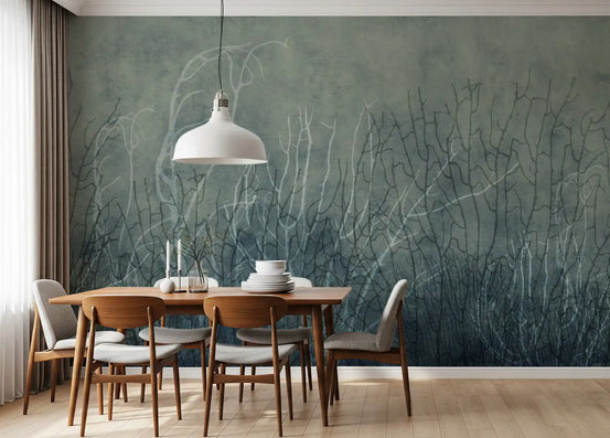 Sea Fans Deep Lake wall mural spreads misty coral behind a dining room GD12100