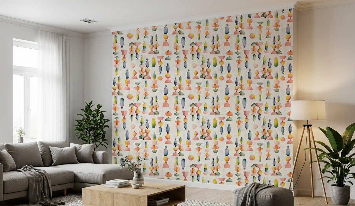 Confetti marks fill a living room in the Formando 01 wallpaper. GD12122