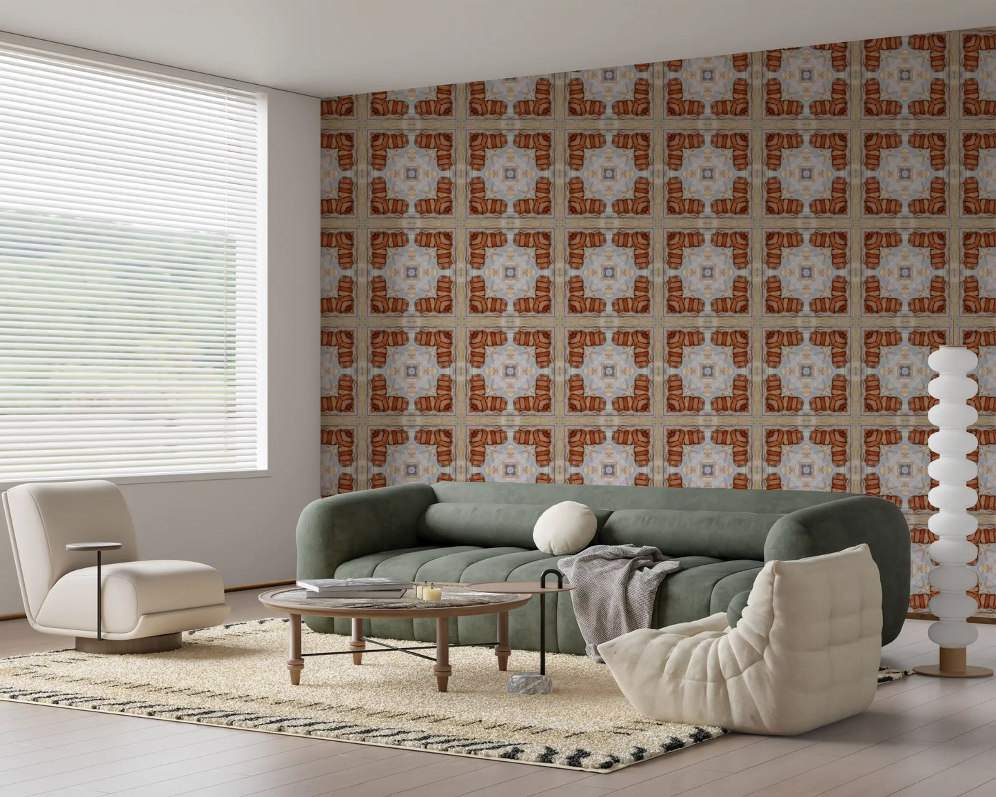 Aged Masonry Geometric Mosaic Wallpaper⁠