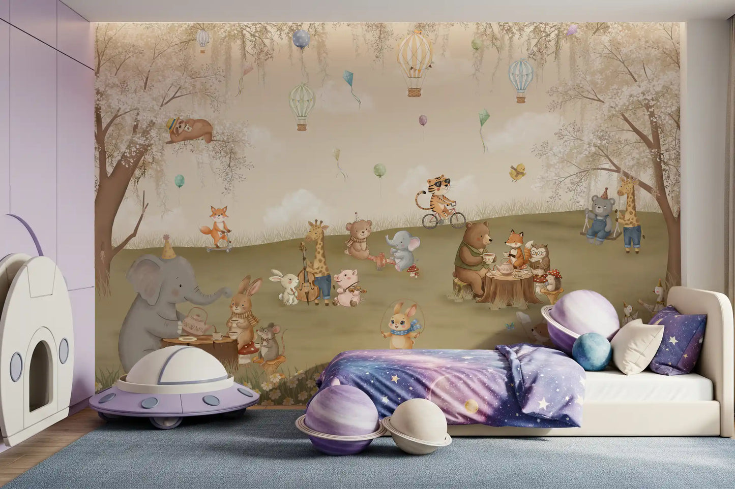 Forest Friends Tea Party Meadow Wall Mural