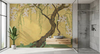 Oriental Willow and Blossom Garden Wall Mural