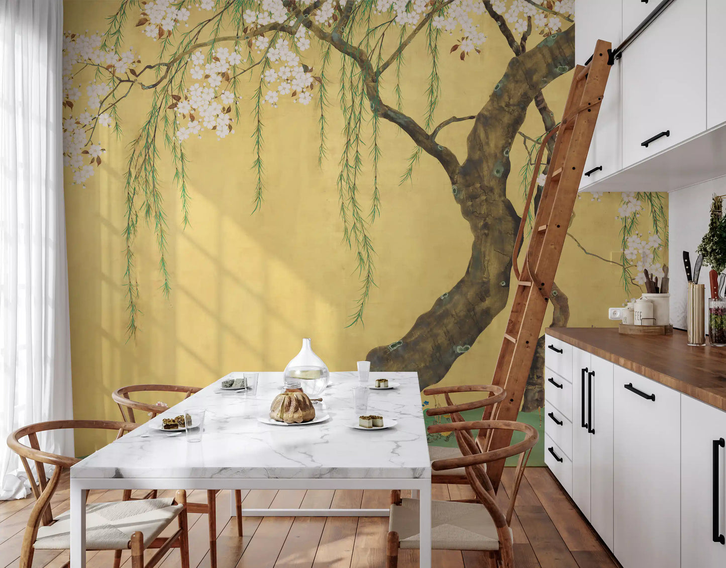 Oriental Willow and Blossom Garden Wall Mural