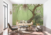 Weeping Cherry Blossom Willow Scene Wall Mural