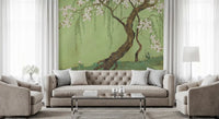 Weeping Cherry Blossom Willow Scene Wall Mural