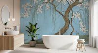 Serene Cherry Blossom Willow Wall Mural