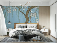 Serene Cherry Blossom Willow Wall Mural