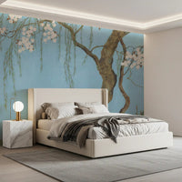 Serene Cherry Blossom Willow Wall Mural