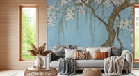 Serene Cherry Blossom Willow Wall Mural