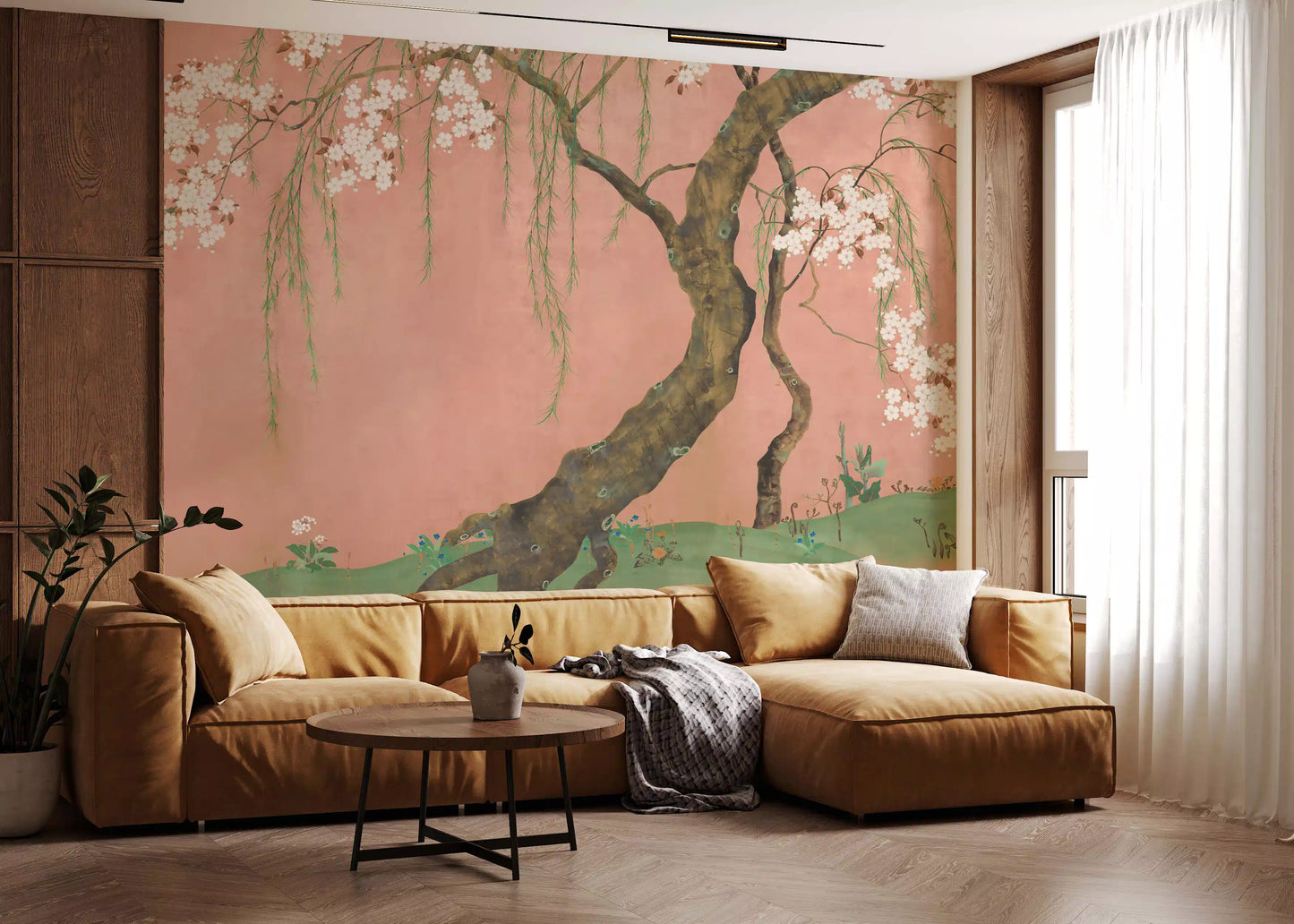 Blossoming Willow Sakura Landscape Wall Mural