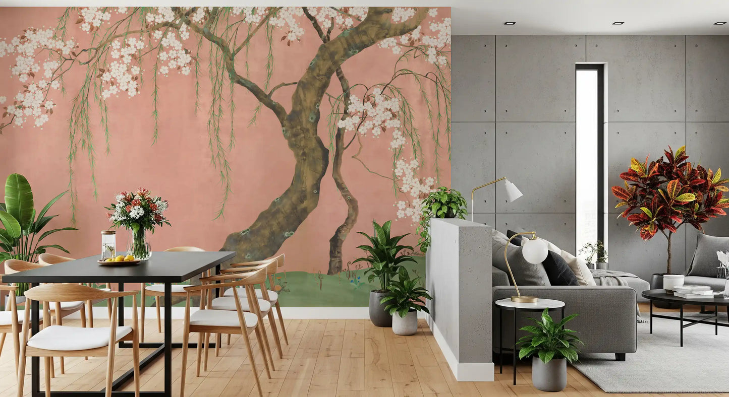 Blossoming Willow Sakura Landscape Wall Mural
