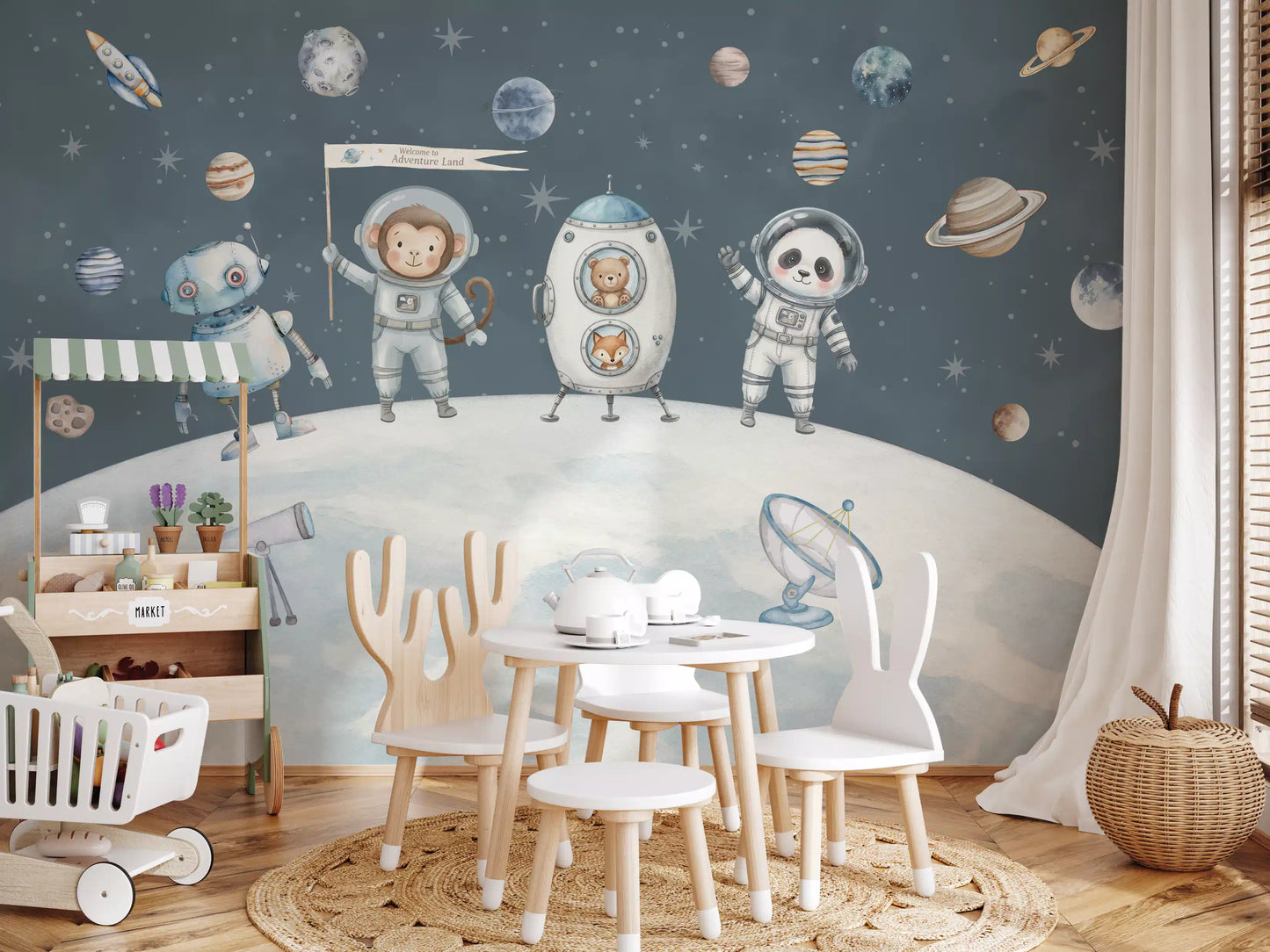 Cosmic Friends Space Exploration Wall Mural