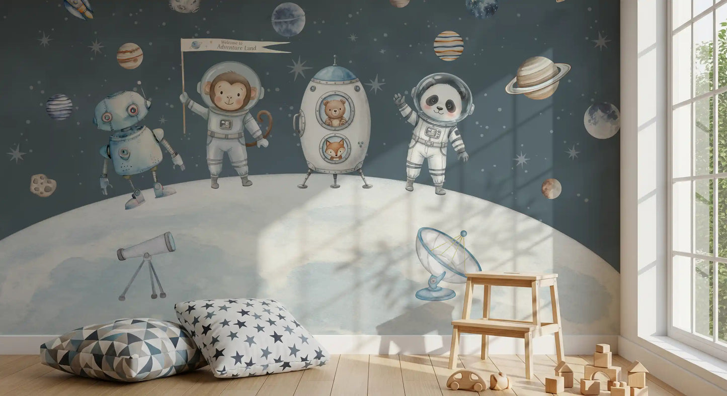 Cosmic Friends Space Exploration Wall Mural