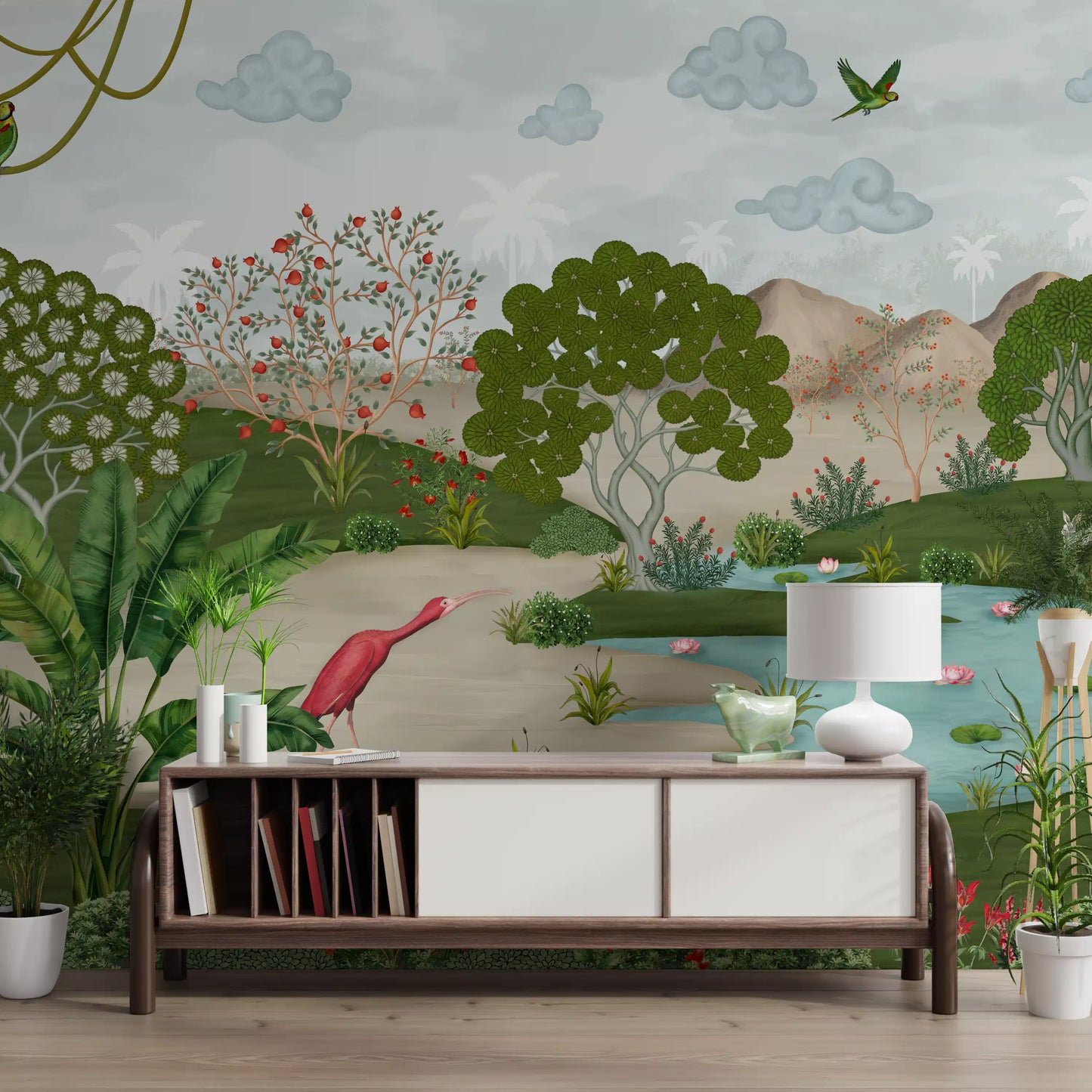 Enchanted Riverbank Flora Wall Mural