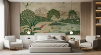 Botanical Heron Meadow Wall Mural