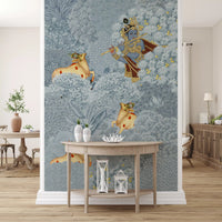 Krishna and Cows Forest Scene Wall Mural