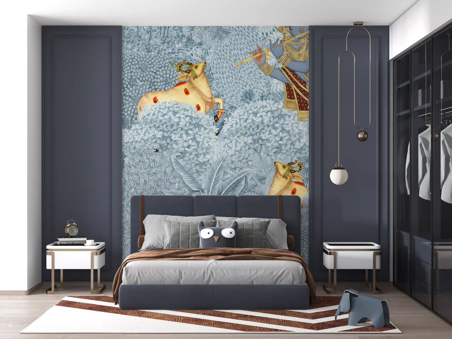 Krishna and Cows Forest Scene Wall Mural