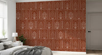 Mughal Terracotta Floral Archway Wall Mural