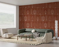 Mughal Terracotta Floral Archway Wall Mural