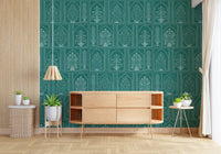 Mughal Garden Teal Archways Wall Mural