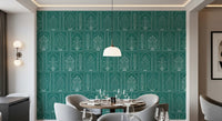 Mughal Garden Teal Archways Wall Mural