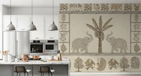 Indian Heritage Elephant and Tree Scene Wall Mural