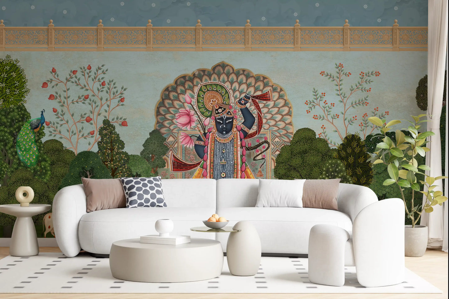 Krishna Divine Garden Landscape Wall Mural