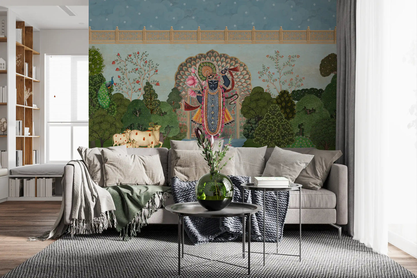 Krishna Divine Garden Landscape Wall Mural
