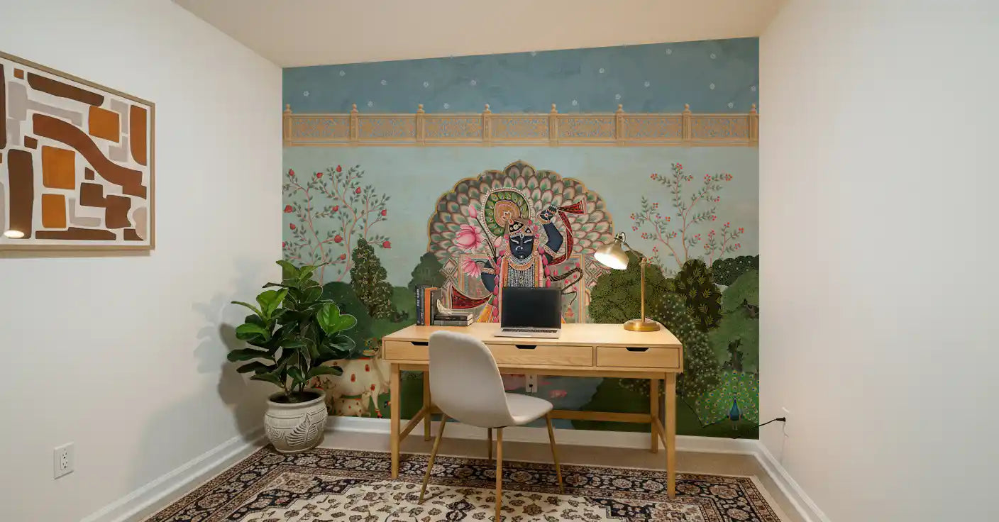 Krishna Divine Garden Landscape Wall Mural