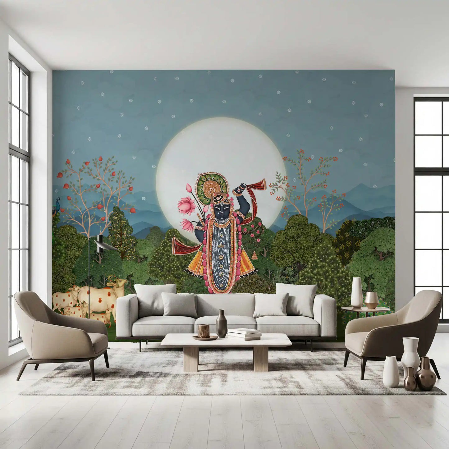 Divine Moonlight Forest Garden Wall Mural