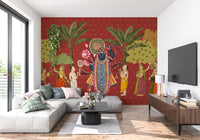 Krishna and Gopis Traditional Indian Art Wall Mural