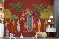 Krishna and Gopis Traditional Indian Art Wall Mural