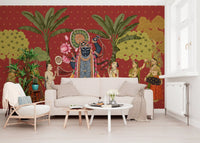 Krishna and Gopis Traditional Indian Art Wall Mural