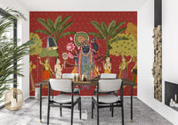 Krishna and Gopis Traditional Indian Art Wall Mural