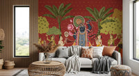 Krishna and Gopis Traditional Indian Art Wall Mural