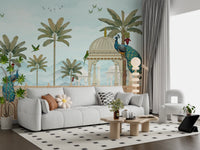 Exotic Mughal Pavilion and Peacocks Wall Mural