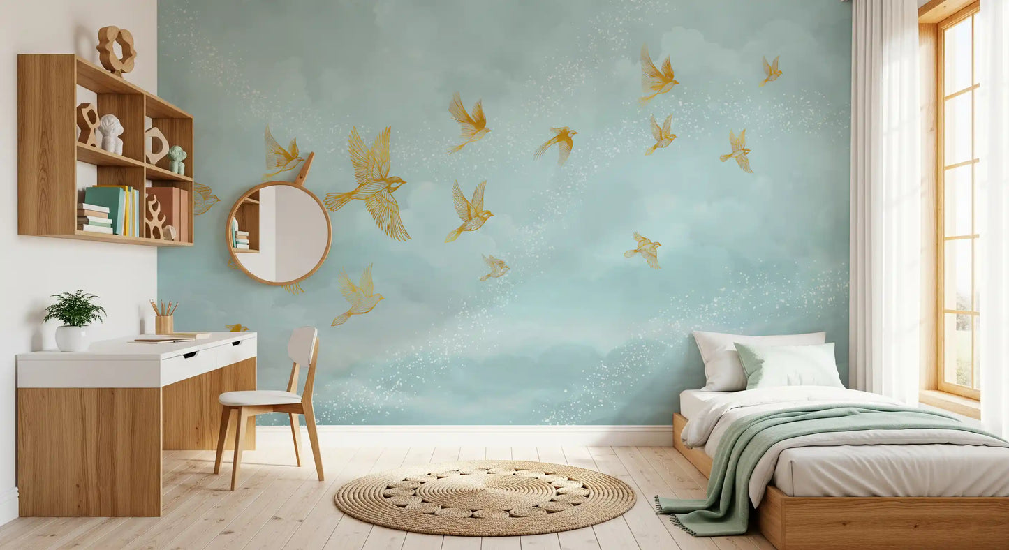 Golden Aviary Flight Wall Mural