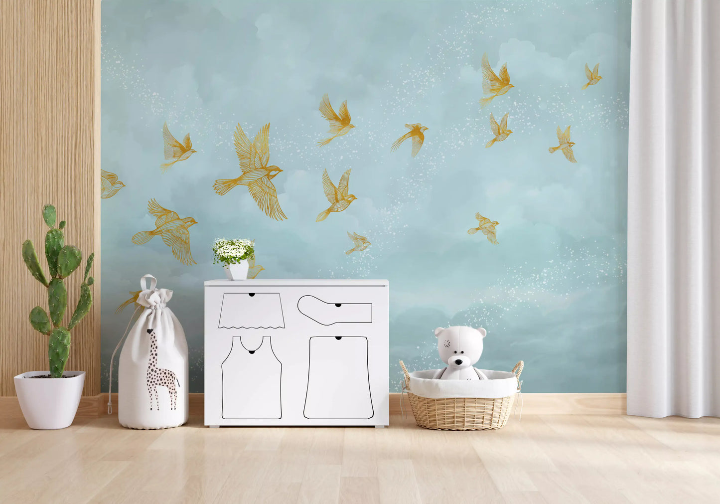 Golden Aviary Flight Wall Mural