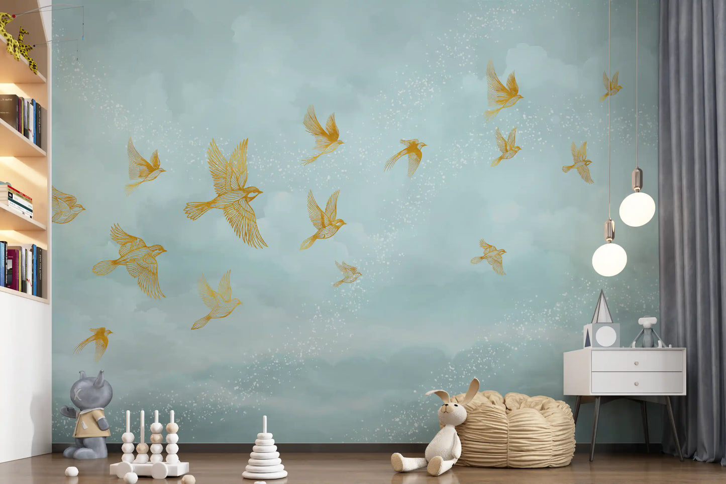 Golden Aviary Flight Wall Mural