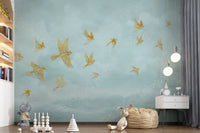 Golden Aviary Flight Wall Mural