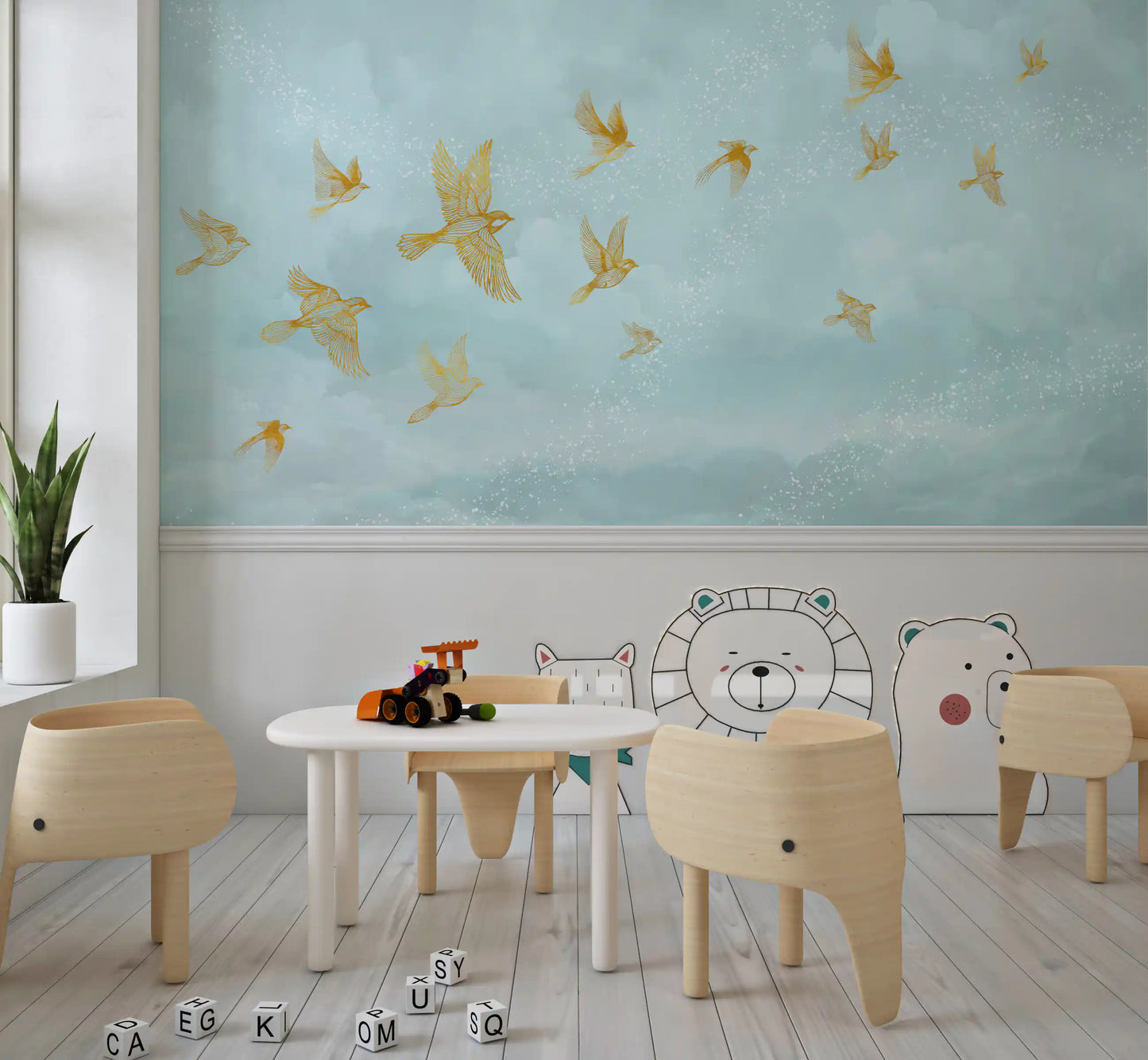 Golden Aviary Flight Wall Mural