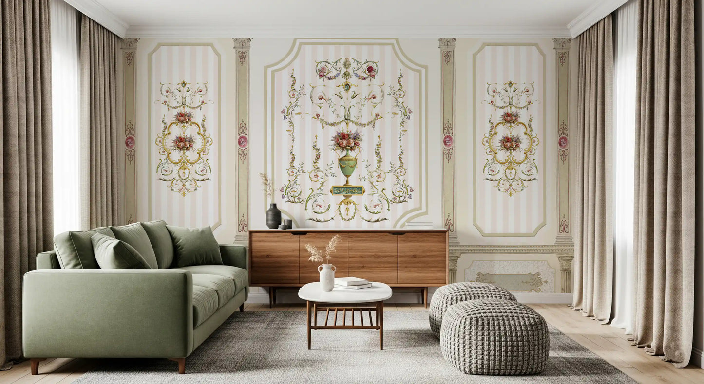 Regal Botanical Urn Motif Wall Mural
