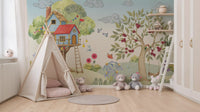 Whimsical Treehouse Garden Adventure Wall Mural