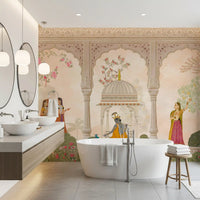 Krishna and Gopis Traditional Indian Court Scene Wall Mural