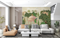Royal Garden Peacocks and Temples Wall Mural